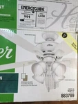 52" Amberlin Hunter Ceiling Fan #53217 Fresh White Finish For Parts Only (A4) Open. Price: $29.99.