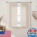 Nanspring Beige Linen Cafe Curtains 45" Length, 2 Panels, Back Tab Pocket New. Price: $53.34.