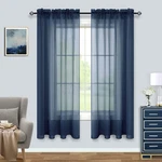 Pitalk 72 Inch Length Navy Blue Sheer Curtains For Bedroom Set Of Panels Rod New. Price: $37.76.