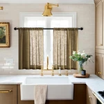 Xtmyi Brown Kitchen Curtains For Windows Sets Of 25"W 30"L (pack 2), Tan New. Price: $18.98.