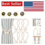 Versatile Magnetic Holdbacks - Elegant Wood Bead Design For 6 Curtains New. Price: $45.99.