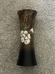 Vtg Vase Hand Turned Wood Painted Botanical From Jamaica 7.5 Amazing Tone Used. Price: $18.00.