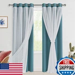Hiasan Blackout Curtains W/ Sheer Overlay, Thermal Insulated, Double Layer New. Price: $103.43.