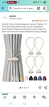 Niceec Magnetic Curtain Tiebacks 4-PACK Beige Rope Holdbacks New. Price: $16.04.
