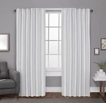 Exclusive Home Zeus Winter White Solid Blackout Hidden Tab / Rod Pocket Curtain Open. Price: $32.99.