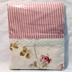 Piper & Wright Rosalie Pink Cotton Shower Curtain Roses Stripe Pattern New Open. Price: $44.99.