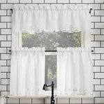 Pack Of 3 White Battenburg Curtains 24 X 58 Floral Embroidery Rod Pocket New. Price: $25.19.