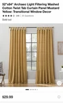 52"X84" Archaeo Light Filtering Cotton Twist Tab Curtain Panel Mustard Sold Out New. Price: $29.00.