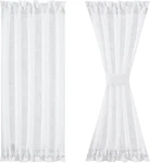 Fmfunctex Sheer Linen French Door Curtains - White, 72 Inches Long, Textur New. Price: $41.10.