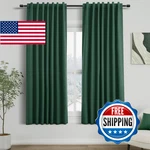 Nanspring Green Linen 100% Blackout Curtains 63 Inch Length For Bedroom Back Tab New. Price: $54.43.