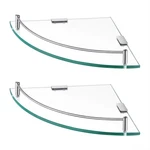 Kes Glass Corner Shelf For Bathroom Pack 2, Brushed Finish New. Price: $56.98.
