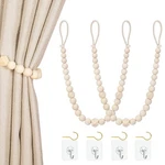 Wood Bead Curtain Tiebacks, Klogtsind Set Of 2 Holdbacks For New. Price: $6.10.