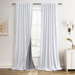 Guken Beige White 100% Blackout Linen Curtains 84 Inches Long 2 Panels Back Tab New. Price: $62.32.