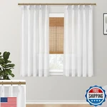 Shineland Short Curtains For Windows 48 Inches Long,sheer Linen Pinch Pleated New. Price: $56.99.