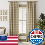 Ryb Home Farmhouse Linen Brown Plaid Curtains Light Filtering 84 Inches Long New. Price: $52.24.