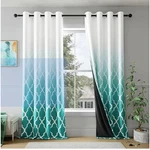 Metro Parlor Teal White Ombre Moroccan Blackout Curtains Panels 52X84 New. Price: $38.00.