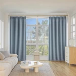 Mumfas Linen Pinch Pleat 100% Blackout Curtain Panel 52X96 Stone Blue Open. Price: $34.99.