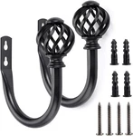 Sumnacon Set Of 2 Metal Curtain Holdbacks - Wall Mounted Drapery Black New. Price: $17.58.