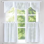 3 Piece Ogee Semi-sheer Kitchen Window Curtains Panel Tiers & Valance Set White New. Price: $17.99.