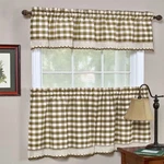 Buffalo Check Gingham Kitchen Curtain Separates, Taupe, 58X14 & 58X36 Inches New. Price: $19.07.