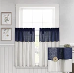 Lush D Cor Two Kitchen Tiers Linen Button 29X24IN Each Navy New. Price: $32.99.