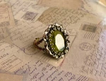 Vintage West Germany Signed Ring Faceted Olive Green Glass Twisted Rope Band Pre-owned. Price: $67.87.
