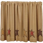 36" Country Farmhouse Window Tiers Tan Cotton Burlap Plaid Star Patch Stratton New. Price: $44.95.