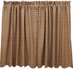 36" Lodge Style Window Tier Set Lined Red Navy Tan Plaid Cafe Curtains Millsboro New. Price: $48.95.