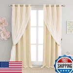 Sofjagetq Beige Blackout Curtains With Sheer - Double Layered 54" Short New. Price: $76.08.