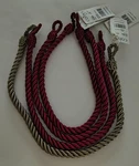 Linens-n-things Curtain Tiebacks 19" Angelina Set Of 4 3 Burgundy Taupe Nwt New. Price: $6.99.