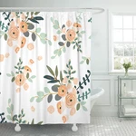 72"X72" Shower Curtain Peach Coral Waterproof Blush Pink Floral Bouquets White New. Price: $25.99.