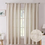 Tollpiz Short Linen Curtains Bedroom Rod 38"W X 45"L (pack Of 2), Natural New. Price: $20.99.