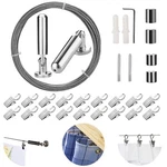 5 Meters Wall Mount Curtain Wire Rod Set With (20 Hanging Clips) - Pinowu New. Price: $19.69.