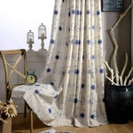 Vogol Elegant Floral Curtains, Blue Flower And Vines Embroidered Pane... New. Price: $55.59.
