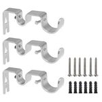 3-PACK Silver Curtain Brackets, Heavy Duty Double Hangers, Adjustable Wall Mo... New. Price: $16.97.