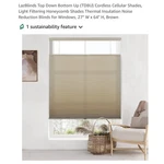 Lazblinds Cordless Shades Top Down Bottom Up Light Filtering 27"X64" Brown New. Price: $26.25.