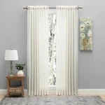 Ricardo Glasgow Light Filtering Ivory Rod Pocket Hang Curtain Panel 56" X 63" New. Price: $20.50.