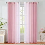 Purainbow Pink Ombre Sheer Curtains 90" Long For Living Bedroom New. Price: $48.86.