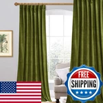 Stangh Olive Green Velvet Curtains For Bedroom Back Tab Light Blocking Thermal New. Price: $32.57.