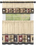 3PC. Printed Curtains Set: 2 Tiers & Valance (58"X13") Coffee, Cozy Cafe, Achim New. Price: $21.99.