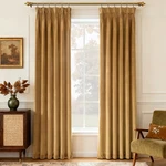 Gold Brown Pleated Velvet Curtains 96 Inches Long 2 Panels Set Thermal Insula... New. Price: $75.05.
