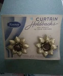 Vintage Metal Kenney Goldtone Floral Curtain Push Pin Tiebacks Holdbacks Used. Price: $18.99.