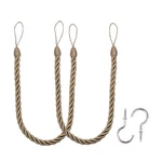 Bel Avenir Curtain Handmade Tiebacks Ropes Holdbacks 2 Metal Screw Hooks Flaxen Open. Price: $21.63.