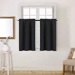 Panelsout Tier Curtain With Rod Pocket For 36"W X 36"L (pack Of 2) Black New. Price: $16.45.