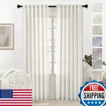 Meetbily Natural Linen Blend Back Tab Curtains 92"L - Panels New. Price: $75.21.
