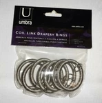 Nos Set Of 7 Umbra Coil Link Spiral Corkscrew Loop Silver Metal Drapery Rings New. Price: $5.96.