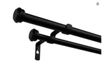 Exclusive Home Topper Double Curtain Rod And Finial Set, Matte Black, 36"-72" New. Price: $9.99.