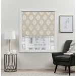 Exclusive Home Marseilles Damask 100% Blackout Roman Shade, 31"X64", Natural New. Price: $52.26.