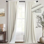 Natural Linen Back Tab Blackout Curtains & 52"W X 96"L (pack Of 2), New. Price: $80.49.