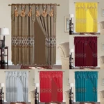 Luxury Embroidery Design Complete Window Curtain Set Attached Valance Semisheer New. Price: $37.00.